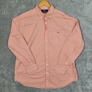 Vineyard Vines Shirt Mens XL Slim Fit Tucker Orange Gingham Button Whale Logo